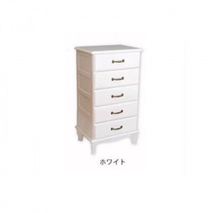 アンティーク風チェスト5段 完成品 ホワイト・TNB-405W |b03