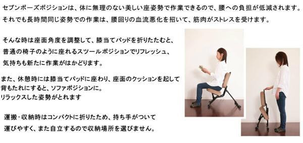 ルネセイコウ 正しい姿勢をサポートする可変式チェア セブンポーズチェア 日本製 完成品 SPC-14 グレー・ブラック |b03_3