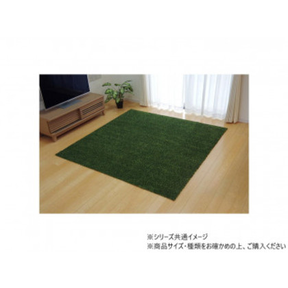 ラグ カーペット 3畳 洗える タフト風 『ノベル』 グリーン 約140×340cm 裏:すべりにくい加工 (ホットカーペット対応) 3964649 |b03