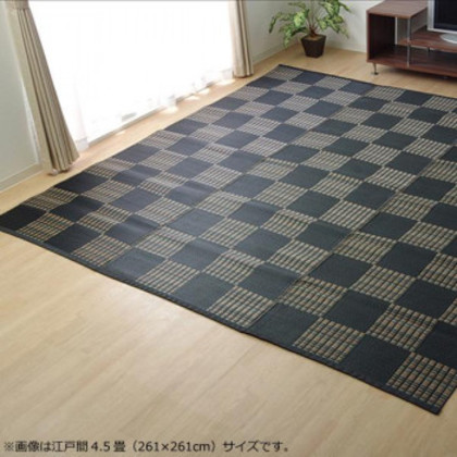 洗える PPカーペット 『ウィード』 ブラック 江戸間4.5畳(約261×261cm) 2116904 |b03