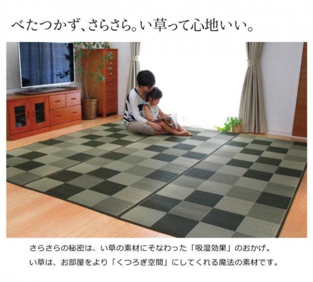 純国産 い草ラグカーペット 『Fブロック』 グリーン 約191×250cm 8220930 |b03_3