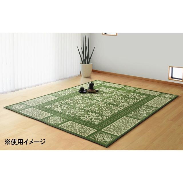 緑茶染め い草アクセントラグ ガイア 約191×250cm グリーン TSN340375 |b03