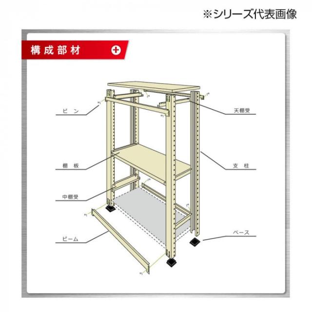 中量ラック 耐荷重300kgタイプ 連結 間口900×奥行450×高さ2100mm 4段 ニューアイボリー |b03_3