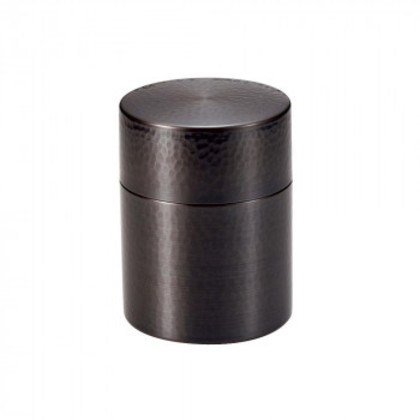 新光堂 純銅黒銅仕上げ 鎚目茶筒(大) BC-107 |b03