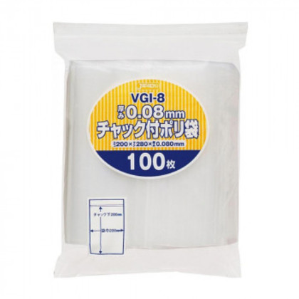 ジャパックス チャック付ポリ袋 厚み0.080mm 透明 100枚×12冊 VGI-8 |b03