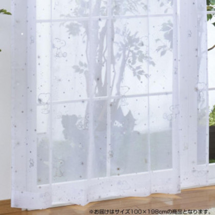 SNOOPY スヌーピー レースカーテン2枚セット 箔プリント 100×198cm KO-6 |b03