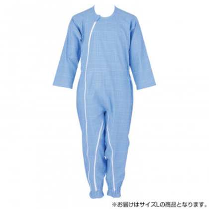 フットマーク 介護つなぎ服(前開き) L ブルー 403420 |b03