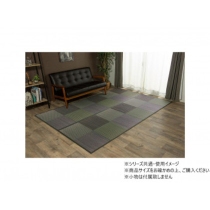 い草ラグ 市松柄 「DXピーア」 団地間2畳 約170×170cm グレー 1030340131702 |b03