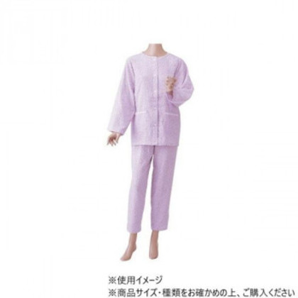 神戸生絲 婦人楽らくガーゼパジャマ(春夏用・長袖)M  No.901  パープル  花柄 |b03