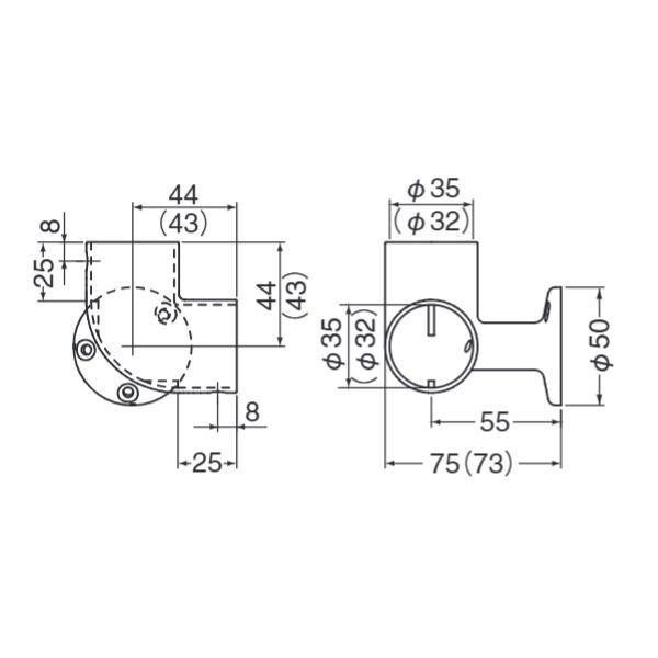 シロクマ ステンA形コーナーエルボ シルバー ABR-118 35φ |b03