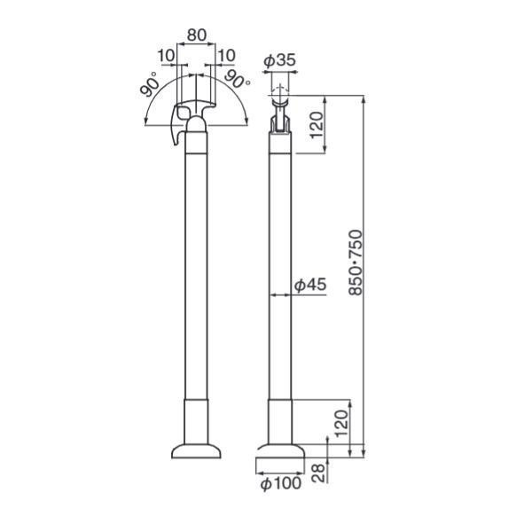 シロクマ 支柱 ライトオーク GBR-720B 850mm |b03