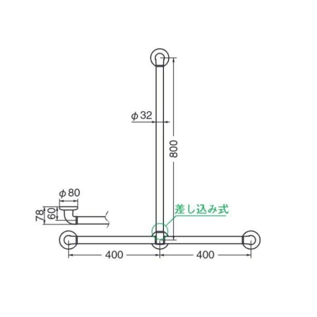 シロクマ どこでも手すりT形 ブラウン BR-276 |b03