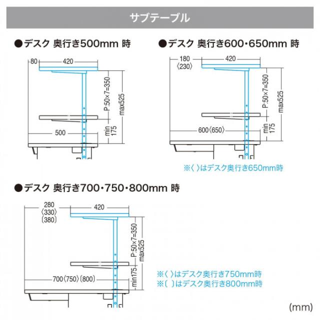 サンワサプライ eデスク サブテーブルW700mm用 グレー EST-70GY |b03_2