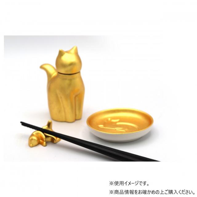 金箔ネコ 醤油皿 まつ AR0604538 |b03