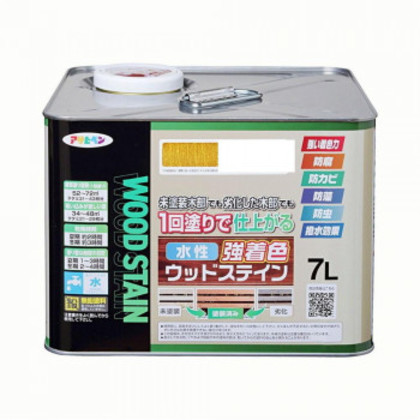 アサヒペン 木部塗料 水性強着色ウッドステイン 7L パイン 防カビ 防虫 防藻 撥水 |b03