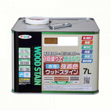 アサヒペン 木部塗料 水性強着色ウッドステイン 7L ウォルナット 防カビ 防虫 防藻 撥水 |b03