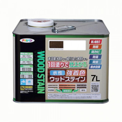 アサヒペン 木部塗料 水性強着色ウッドステイン 7L ダークオーク 防カビ 防虫 防藻 撥水 |b03