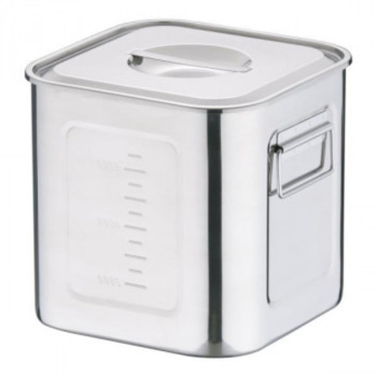 三宝産業 18-8深型角キッチンポット 目盛付 (手付) 21cm AKK06021 |b03