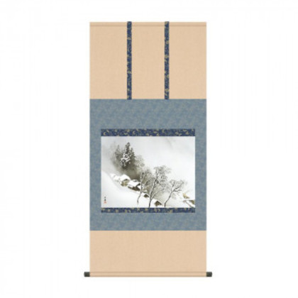 掛軸 川合玉堂吹雪 54.5×115cm KZ2G9-016 |b03