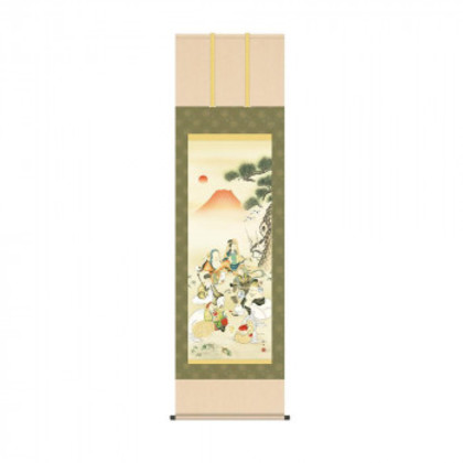 掛軸 長江桂舟七福神吉祥之図 54.5×190cm KZ2D5-090 |b03