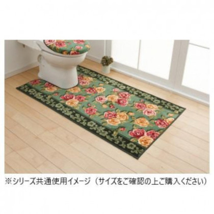 エレガントローズ トイレマット(抗菌防臭 吸水速乾) 日本製 80×160cm グリーン |b03