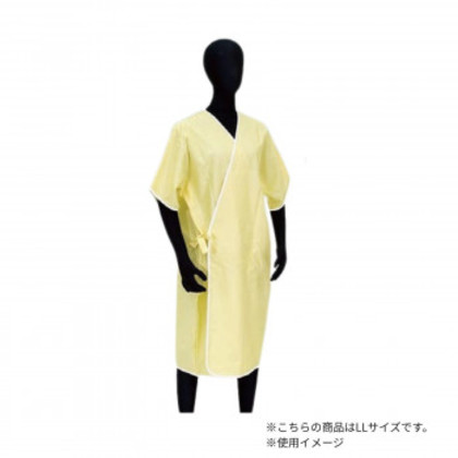 高田ベッド製作所 ゆかた患者衣(前開き健診衣) 綿100％ LLサイズ イエロー TB-622 |b03