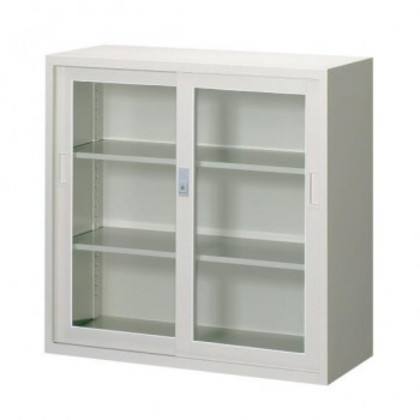 一般書庫/D:400タイプ 3×3型引違書庫(ガラス戸) 3号 棚板2枚付 ニューグレー COM-N303G |b03