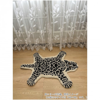 インド製ラグ Animal mat アニマルマット Leopard/GY ヒョウグレー 60×90 |b03