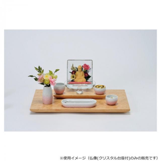 月虹(げっこう) 仏像 クリスタル台座付 桧/1.8寸 座弥陀/ピンク 32B6858300095 |b03