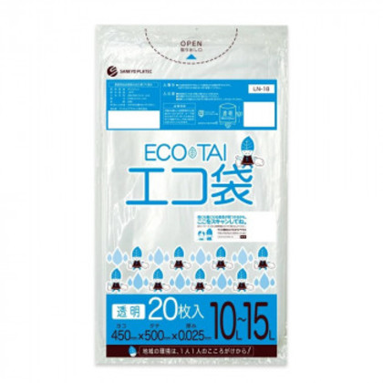 ECO TAI エコ袋 10L〜15L LN-18 透明 20枚×60冊 |b03