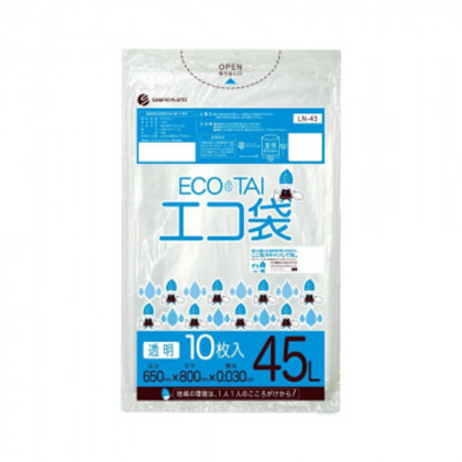 ECO TAI エコ袋 45L LN-43 透明 10枚×60冊 |b03 8,492円