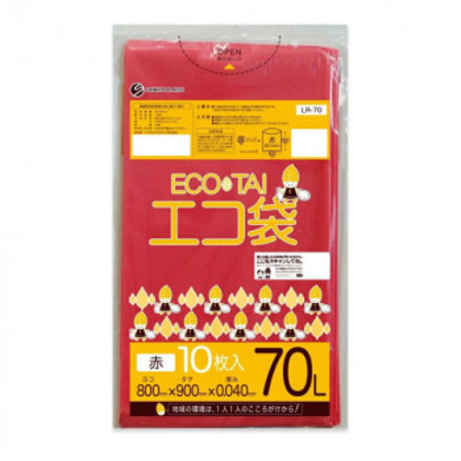 ECO TAI エコ袋 70L LR-70 レッド 10枚×40冊 |b03