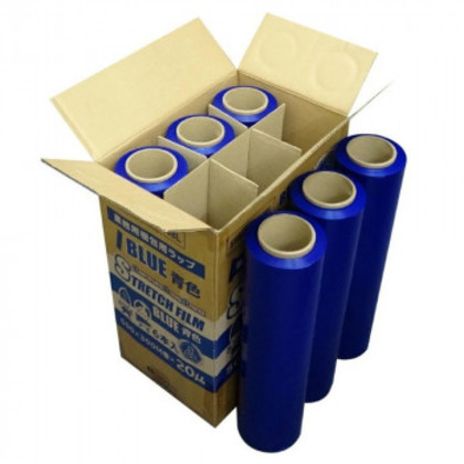 業務用梱包用ラップ STRETCH FILM STR-500-20BL 青 6本 |b03