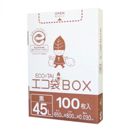 エコ袋BOX 45L HK-420 黒 100枚×6小箱 |b03