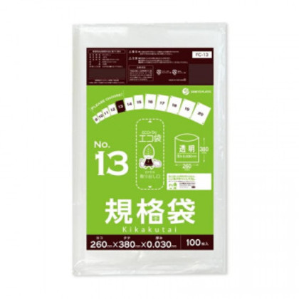 ECO TAI エコ袋 No.13 規格袋 FC-13 透明 100枚×30冊 |b03