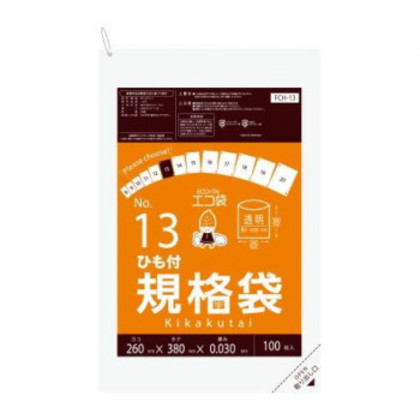 ECO TAI エコ袋 No.13 ひも付規格袋 FCH-13 透明 100枚×30冊 |b03
