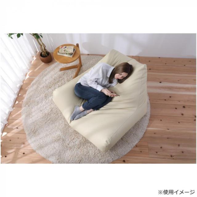 日本製 ビーズクッション ビーズチェアW レザー アイボリー |b03_4