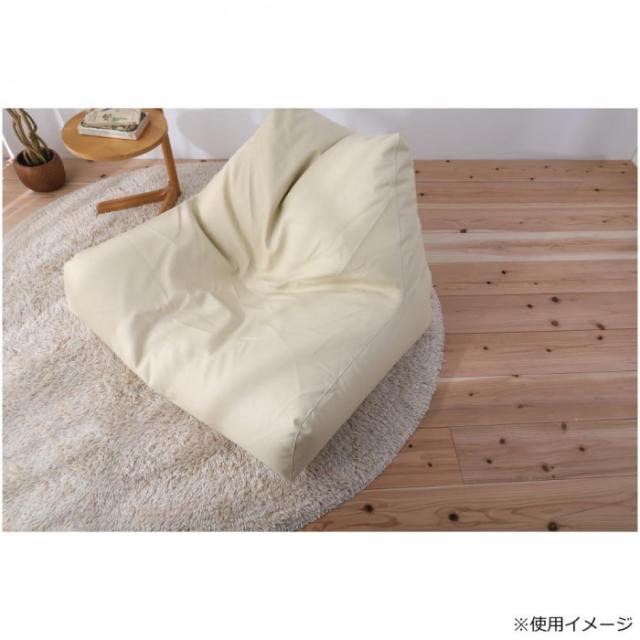 日本製 ビーズクッション ビーズチェアW レザー アイボリー |b03_5