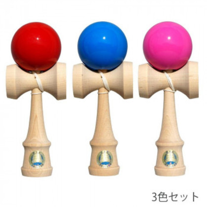 引きくらべる用けん玉 けん玉はやりっ子 3色仕かける 赤・青・さくら色 FK301A-3P |b03