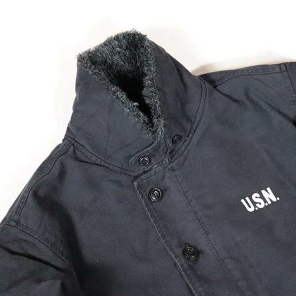 アメリカ軍 N-1 デッキジャケット ストーンウォッシュ加工 ブラック