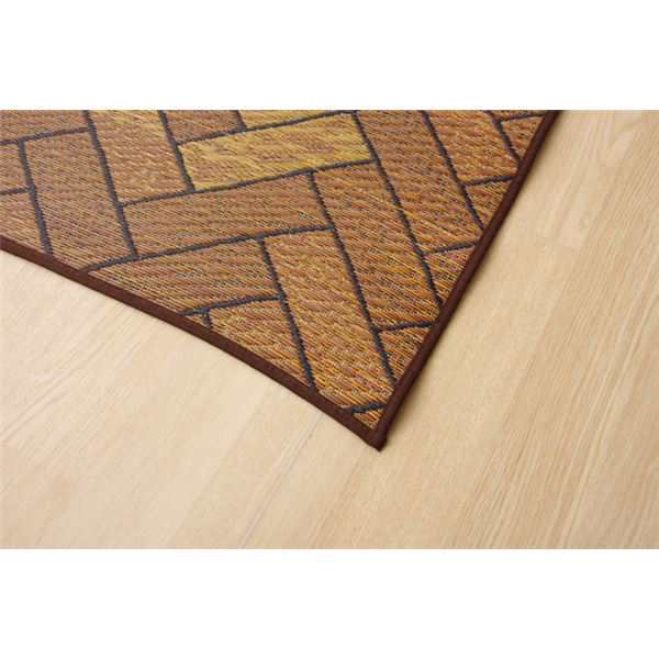 送料無料 日本製 い草 ラグマット/絨毯 〔約3畳 長方形 ブラウン 約191 