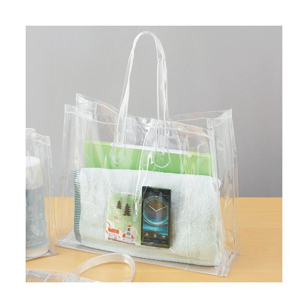 (まとめ）TANOSEE 透明PVCバッグB4ワイド ポケット・ホック付 1パック（10枚）〔×3セット〕 - 2