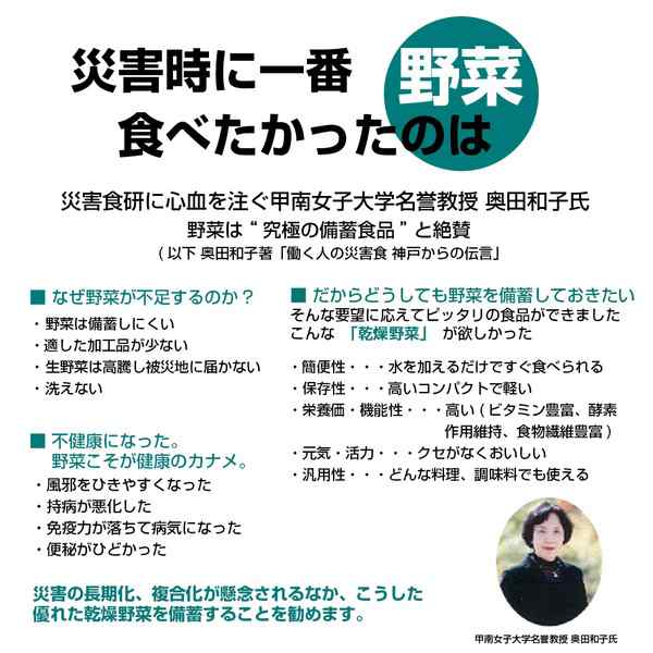 SALE／82%OFF】 栄養そのまま凝縮保存食 乾燥野菜 5年保存 1袋10g×10袋