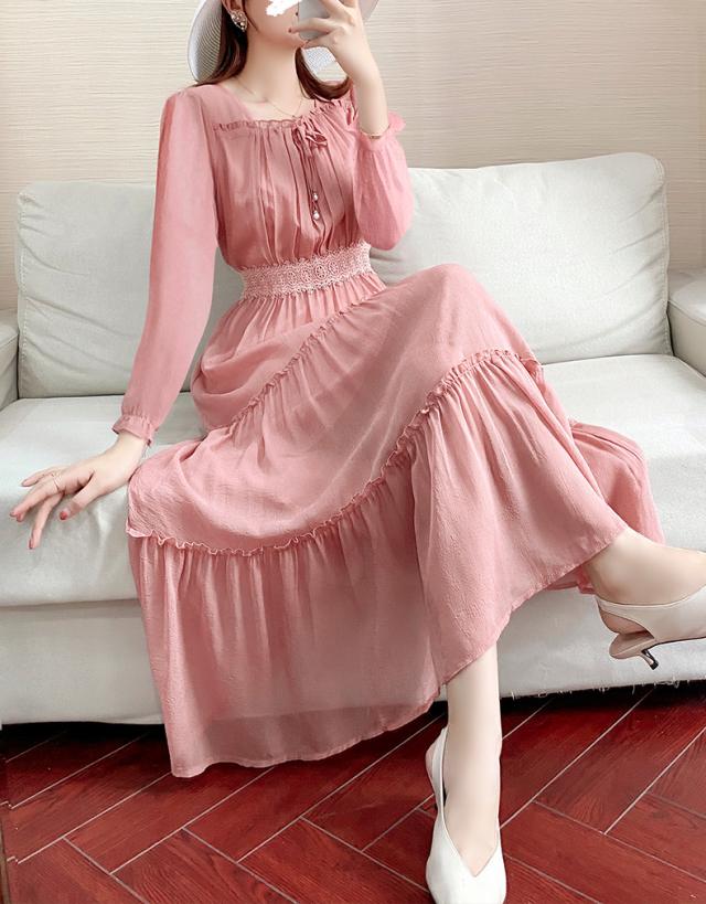 新作 レディース ワンピース ピンク ロング丈 ロングワンピース 着痩せ 長袖 半袖 ピンク 春 秋の通販はau Pay マーケット Kiseki