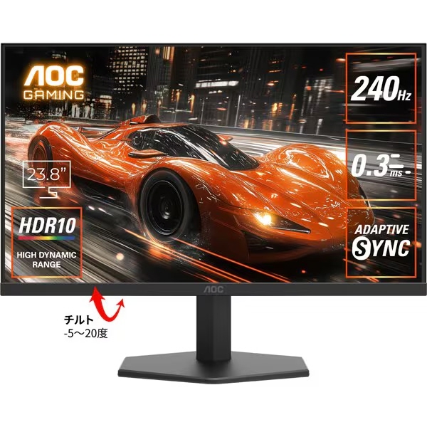 AOC PCモニター・液晶ディスプレイ 24G11ZE/11 [23.8インチ Black&Red]