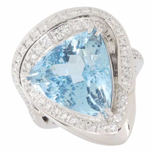 中古】アクアマリン ダイヤモンド リング AQ8.44ct D0.61ct PT 