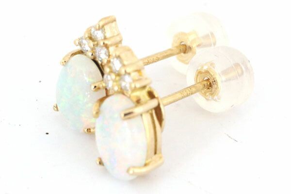 オパール ダイヤモンド ピアス K18 YG イエローゴールド 中古 アクセサリー ジュエリー 宝石 ストーン レディース 女性 婦人 Opal  Diamon｜au PAY マーケット