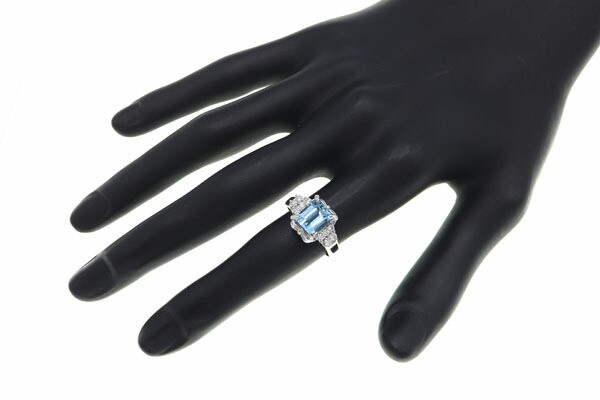 アクアマリン ダイヤモンド リング AM1.94ct D0.22ct Pt850 9号 中古