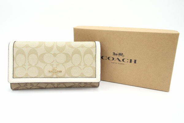 COACH コーチ シグネチャーロングウォレット 二つ折り 長財布 ブラウン レディース 2870