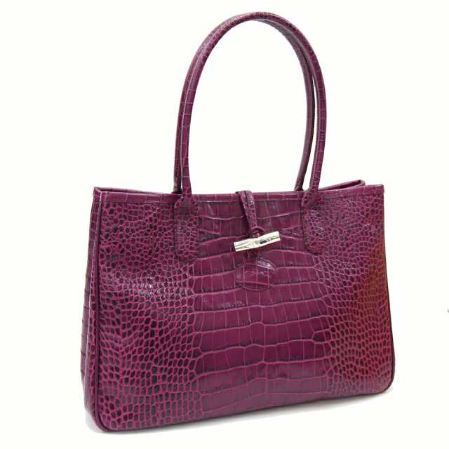 ロンシャンLONGCHAMP【ロゾ】クロコ型押しレザートートハンドバッグ 